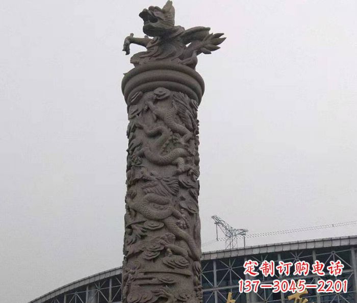 济南广场景观仿古盘龙柱石雕 (3)