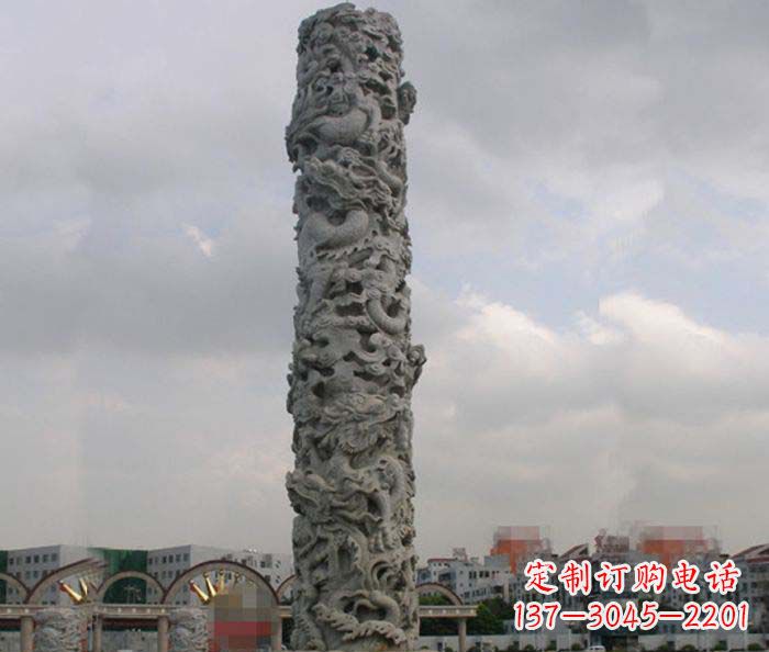济南广场景观仿古盘龙柱石雕