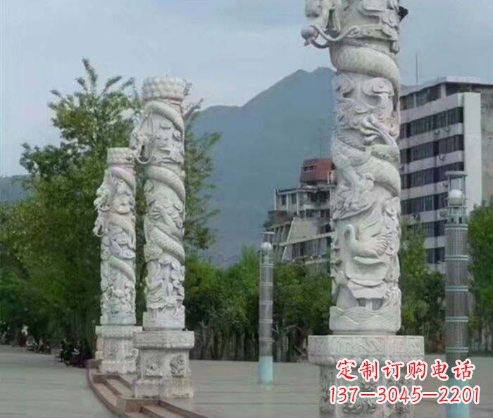济南广场景观盘龙柱石雕 (2)