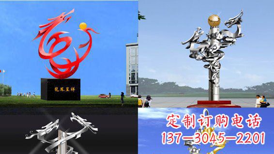 济南中领雕塑：传递意义的龙凤呈祥不锈钢雕塑