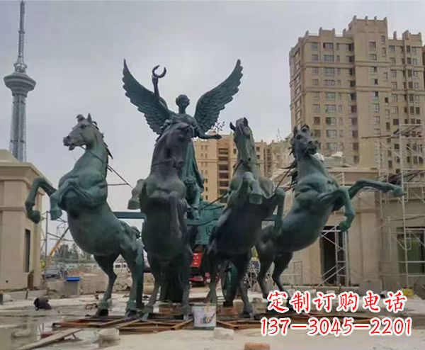 济南中领雕塑:阿波罗战车铜雕精美华丽