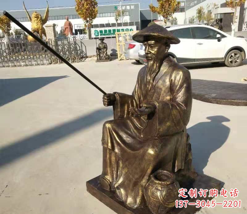 济南领雕塑定制尊贵的姜太公钓鱼雕塑