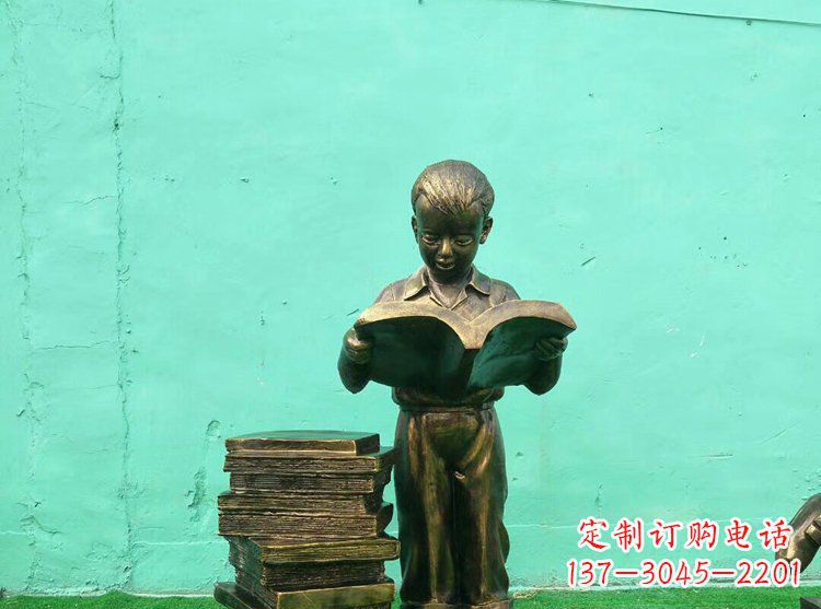 济南广场铜雕看书小孩人物雕塑