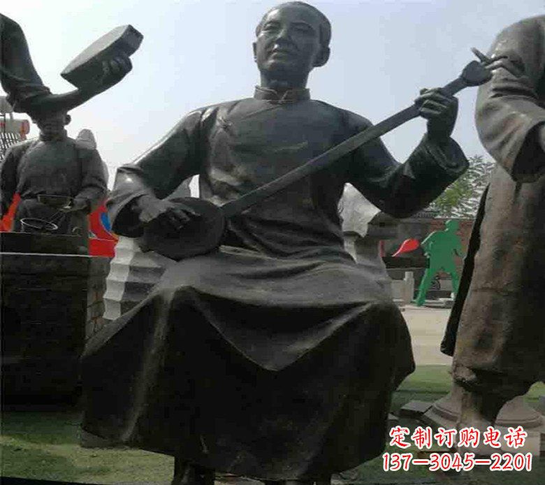 济南广场铜雕拉二胡先生人物雕塑