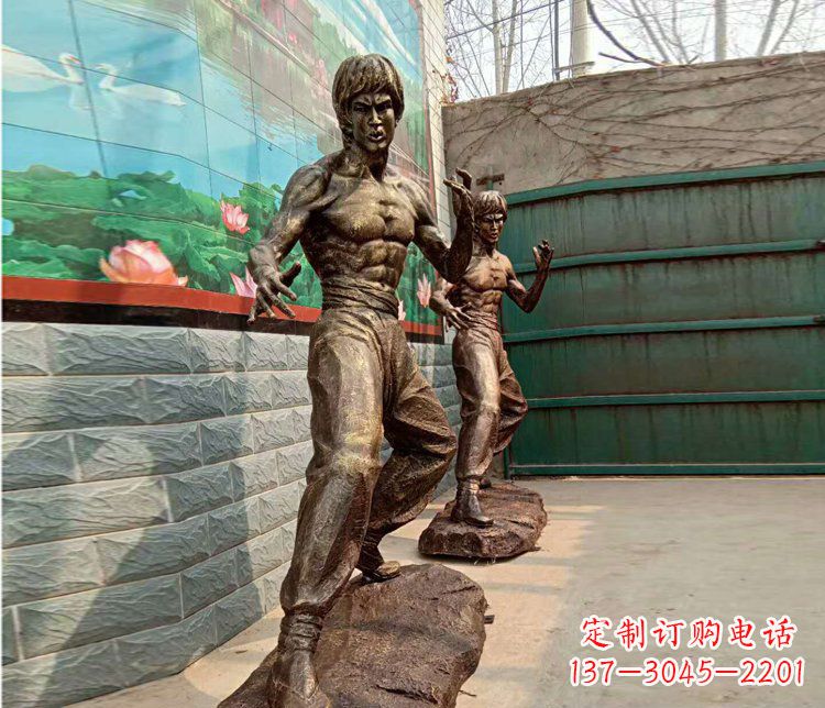 济南广场铜雕李小龙小品雕塑