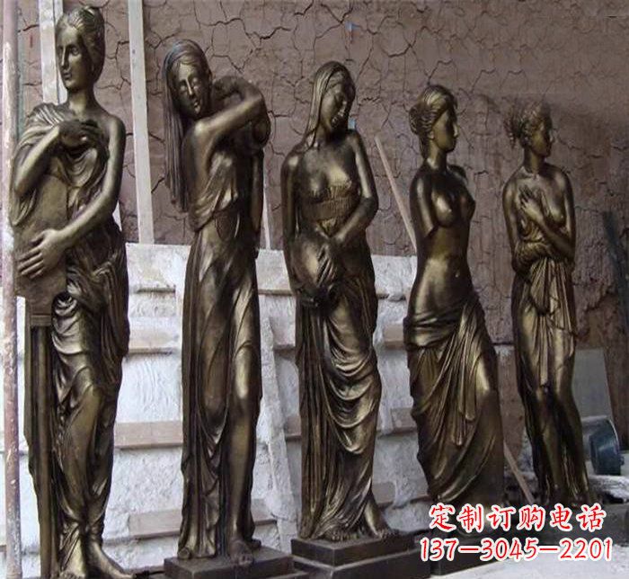 济南广场铜雕四方美女人物雕塑