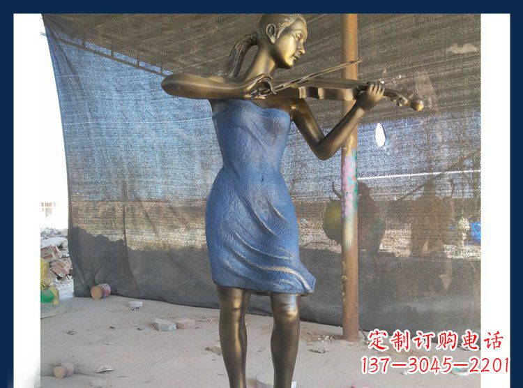 济南精美细腻的西方美女拉小提琴人物雕塑