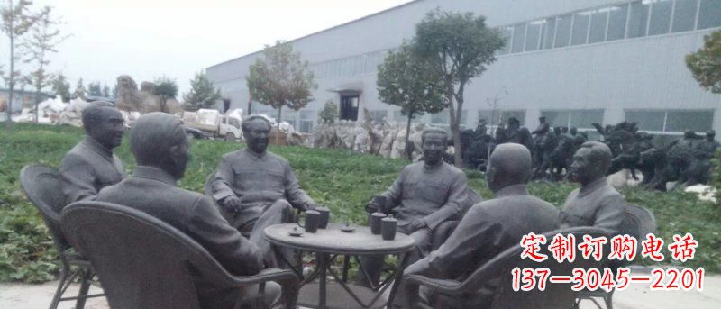 济南广场伟人喝茶人物铜雕