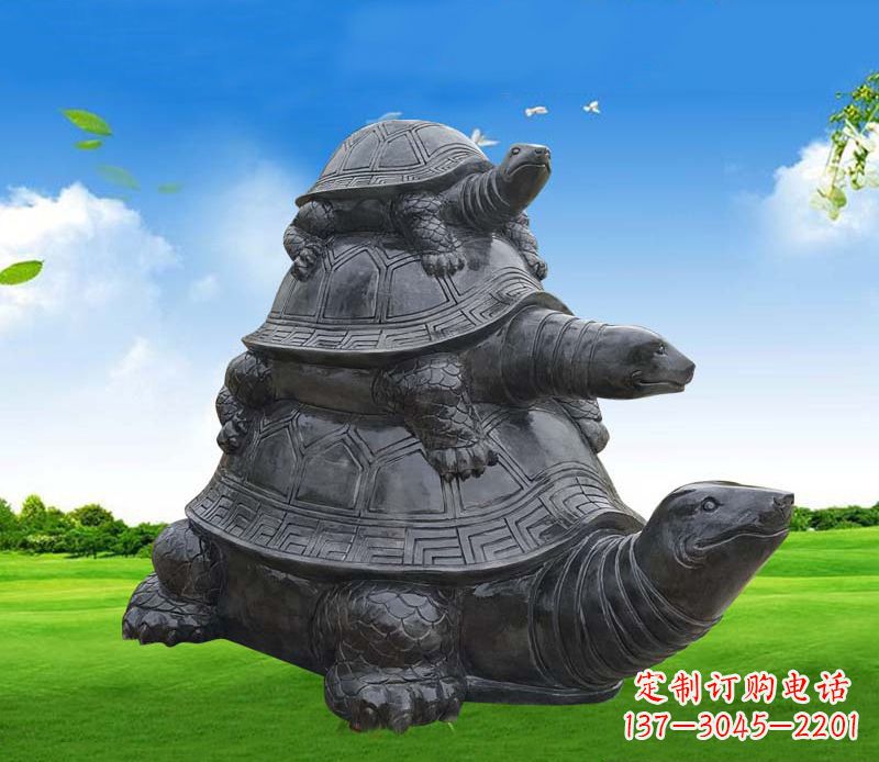 济南重现经典,海龟母子石雕动物摆件