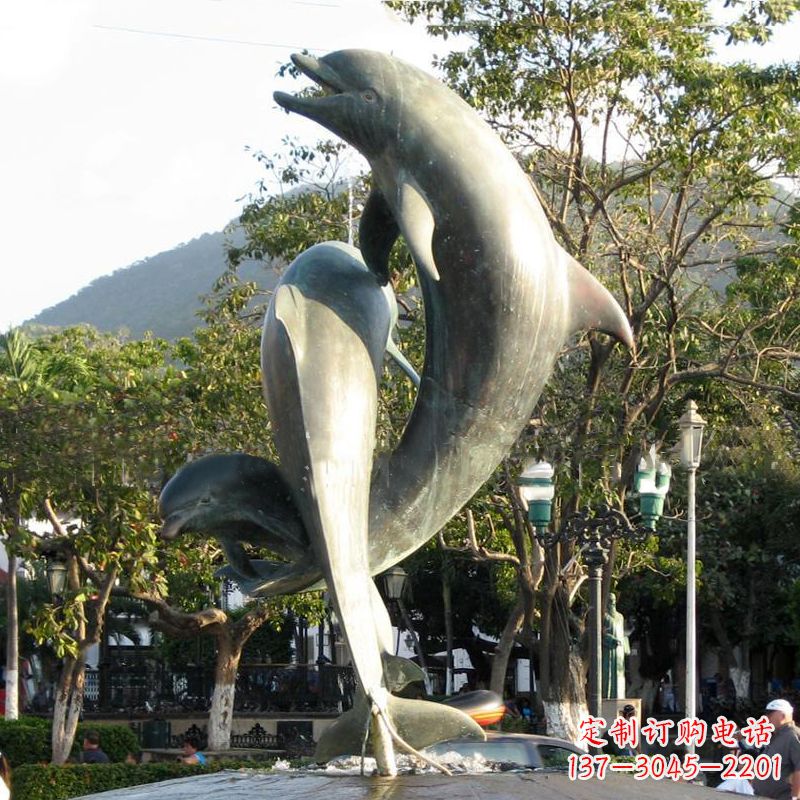 济南海豚公园铜雕景观动物雕塑