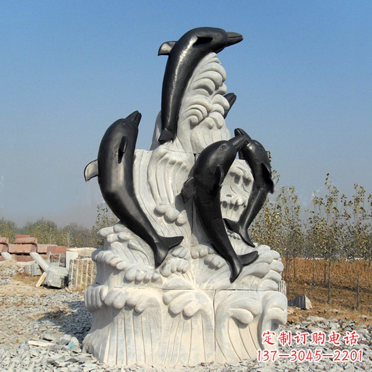 济南海豚石雕景观雕塑