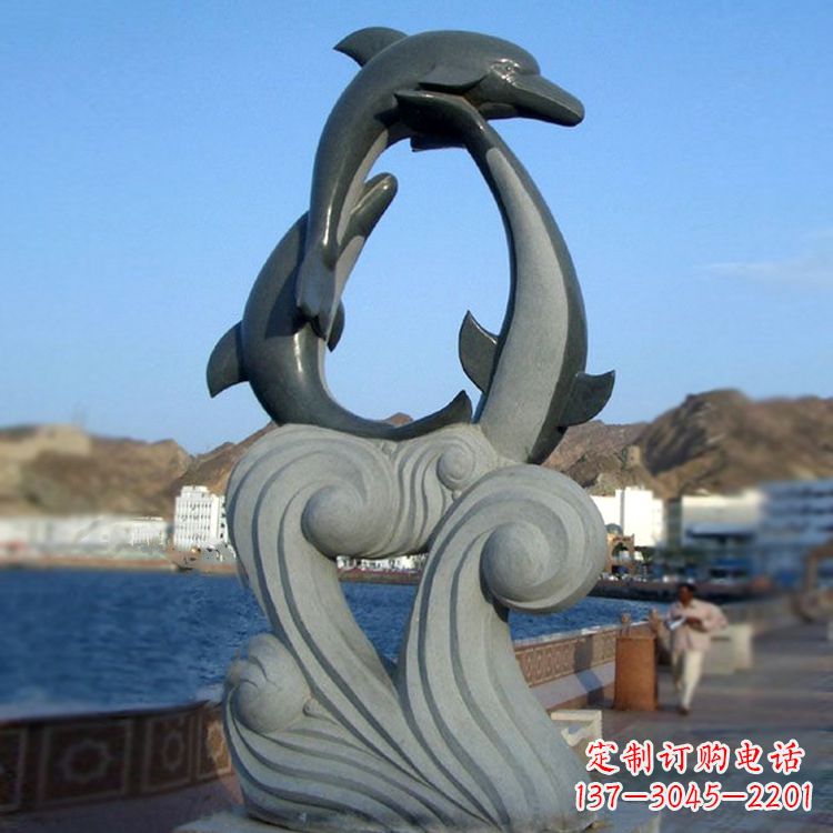 济南海豚石雕雕塑