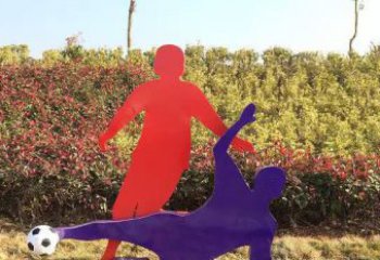 济南中领雕塑出品：不锈钢足球运动雕塑