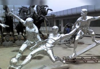 济南中领雕塑定制的不锈钢足球运动雕塑