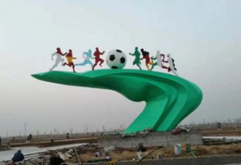 济南中领雕塑-不锈钢足球运动雕塑