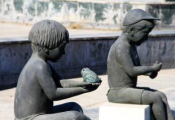 济南儿童景观铜雕，携带童趣的青蛙