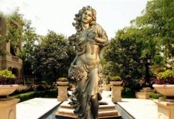济南华丽蓬勃的铜雕女神像