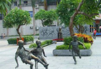 济南匠心细作，精致铜雕足球小孩