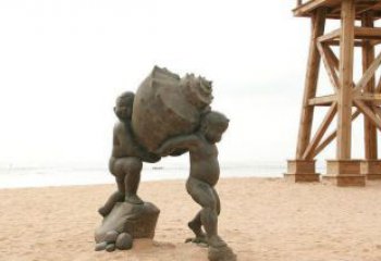 济南抬着海螺的小男孩景观雕塑