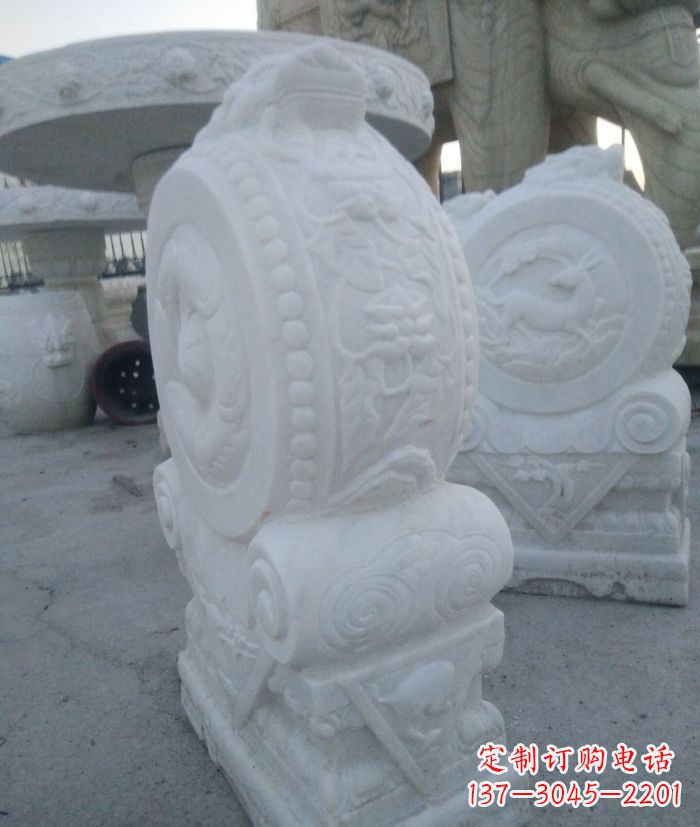 济南汉白玉抱鼓石招财石门墩 (3)