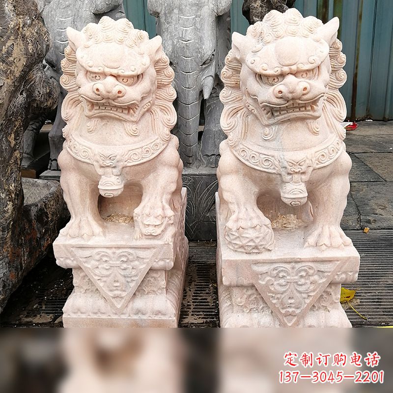 济南汉白玉狮子雕塑,独特雕刻,展现狮子雄势