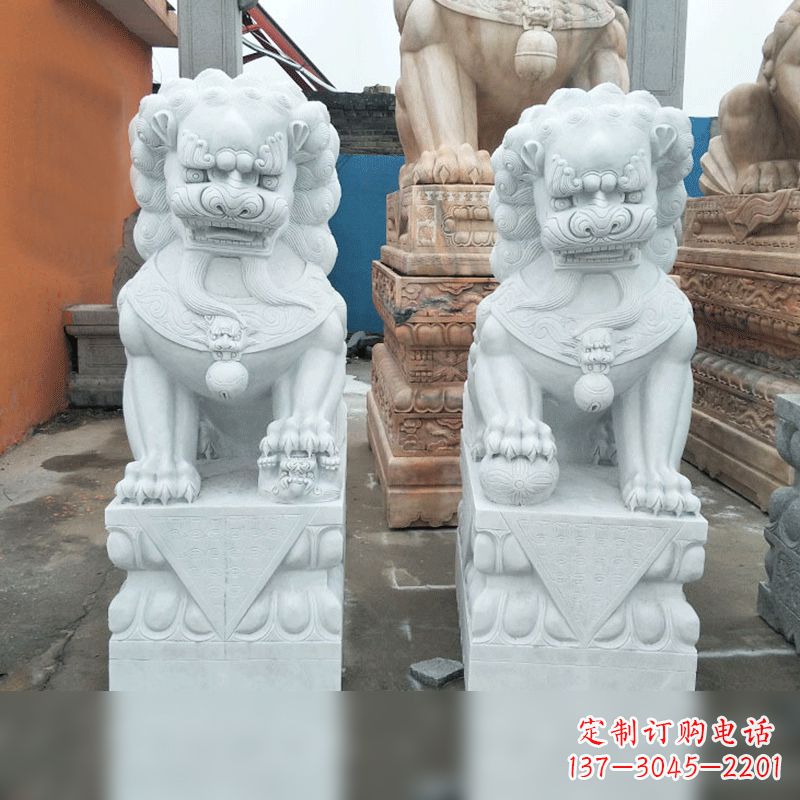 济南风格精致的汉白玉北京小狮子雕塑