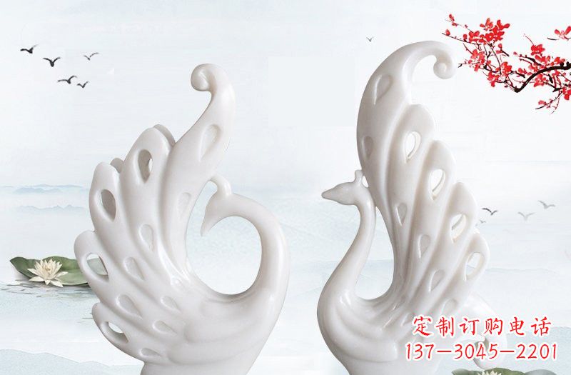 济南汉白玉孔雀艺术雕塑