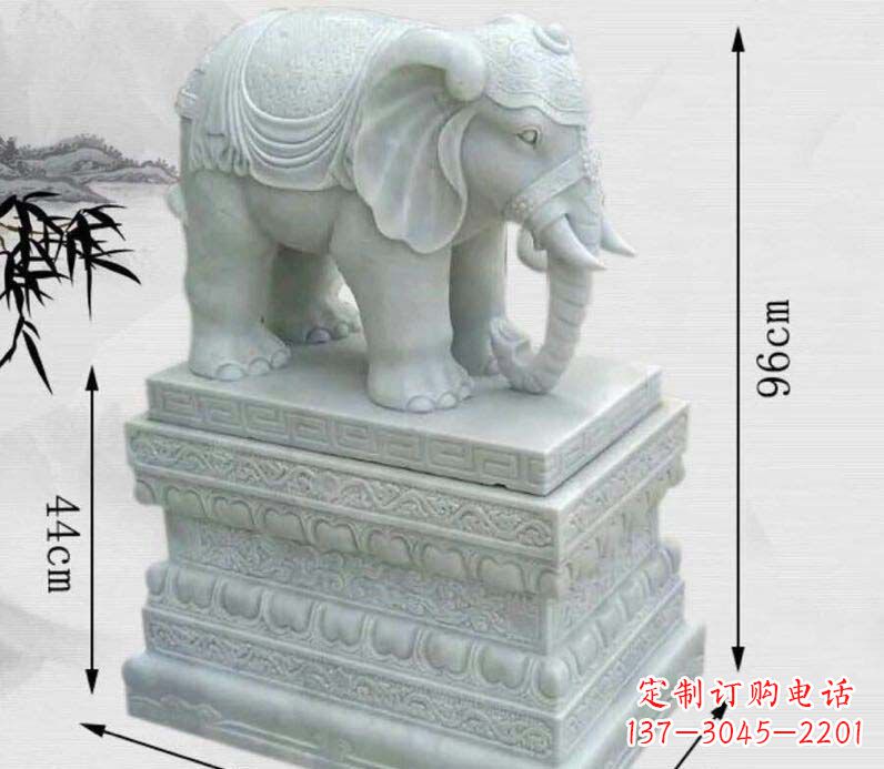 济南汉白玉大象门口镇宅石雕