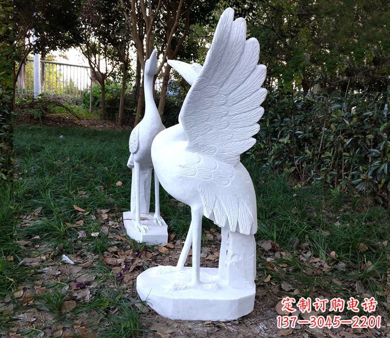 济南汉白玉丹顶鹤公园石雕