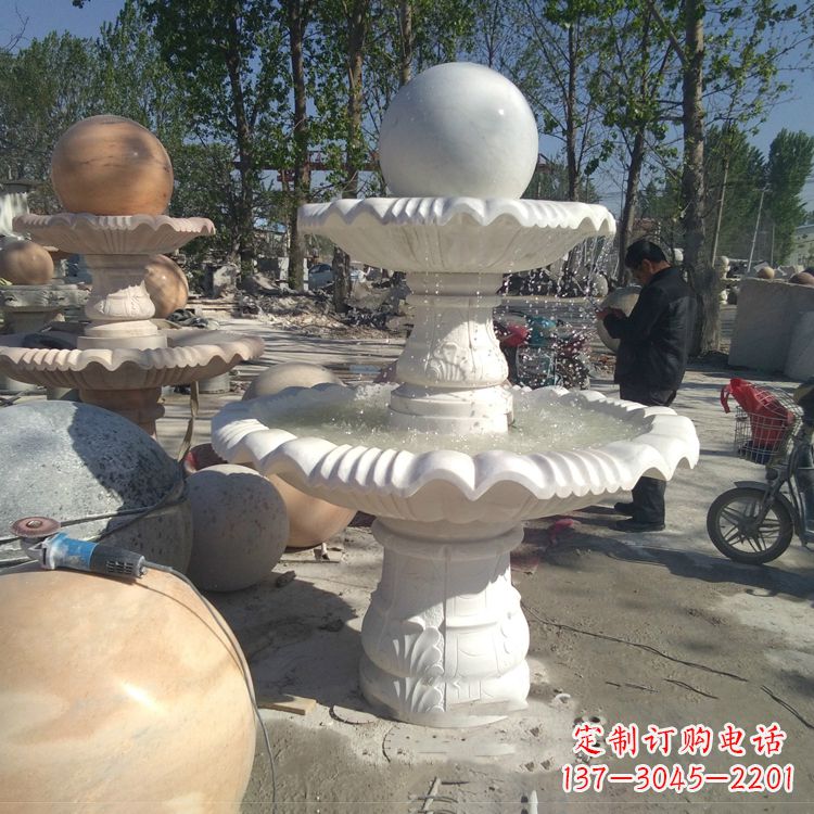 济南汉白玉风水球,高端定制雕塑