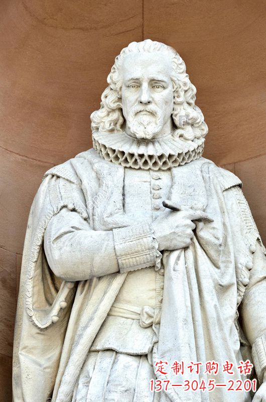 济南汉白玉弗朗西斯·培根石雕塑像-世界名人英国著名哲学家雕塑