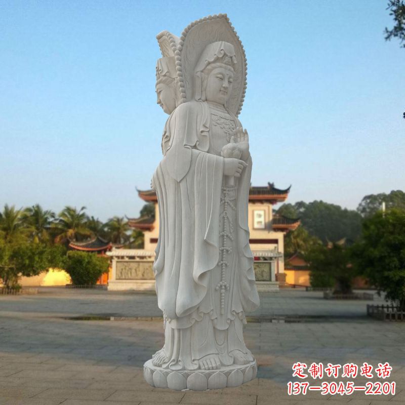 济南汉白玉佛像雕塑之三面观音
