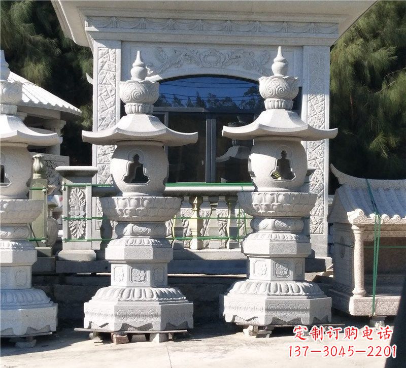 济南汉白玉公园灯笼雕塑