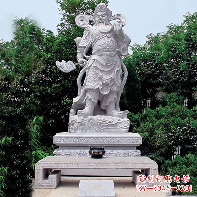 济南汉白玉关公神像