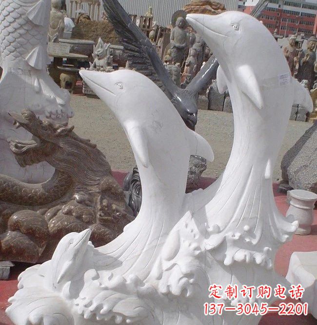 济南汉白玉海豚石雕