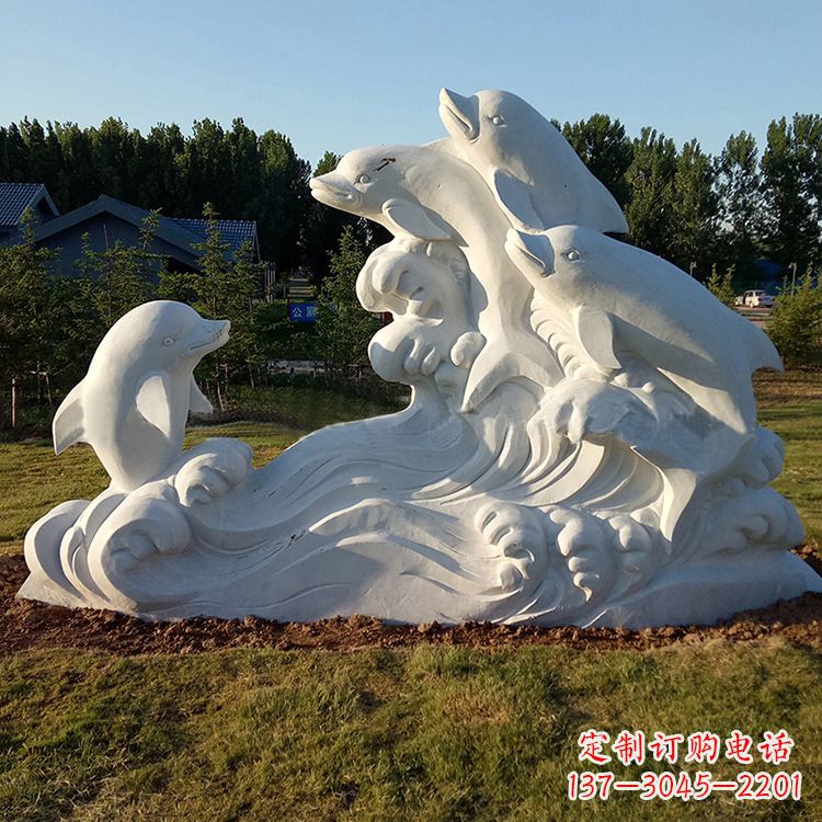 济南汉白玉海豚雕塑,给您的公园另一种美