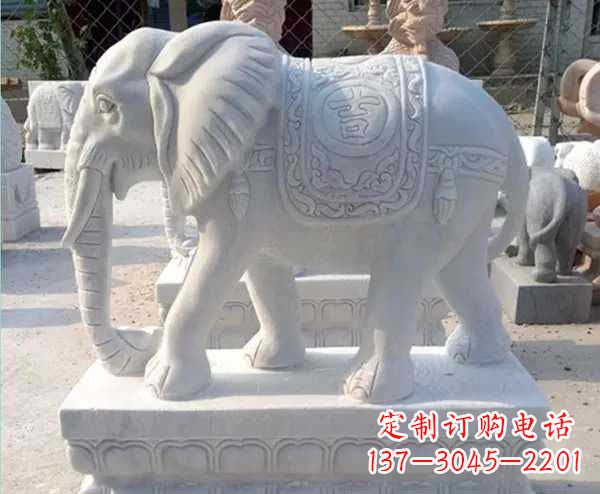济南汉白玉吉祥如意招财镇宅大象石雕_1