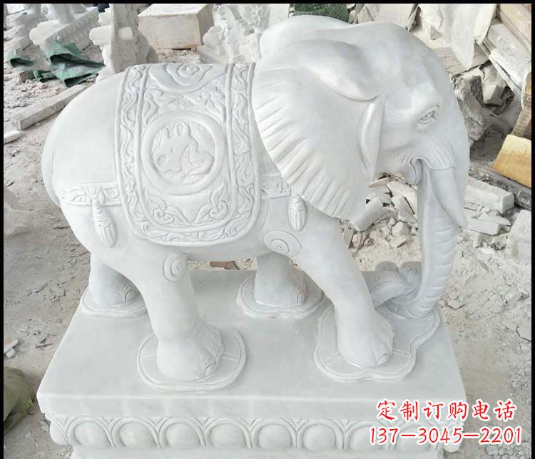 济南汉白玉吉祥如意门口招财镇宅大象石雕