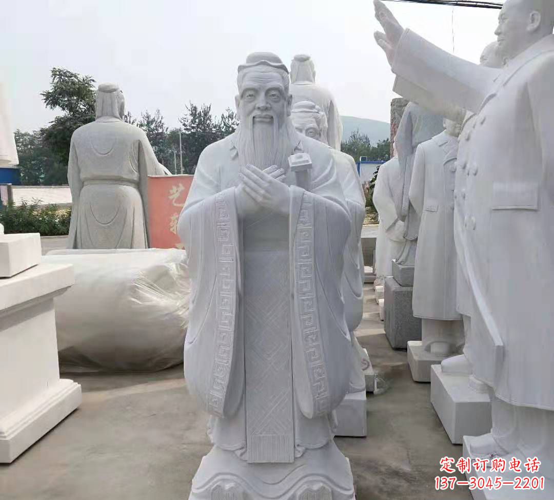 济南精美绝伦的汉白玉孔子雕塑