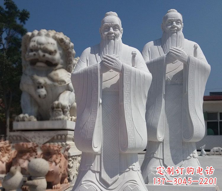 济南汉白玉孔子校园古代名人石雕_1