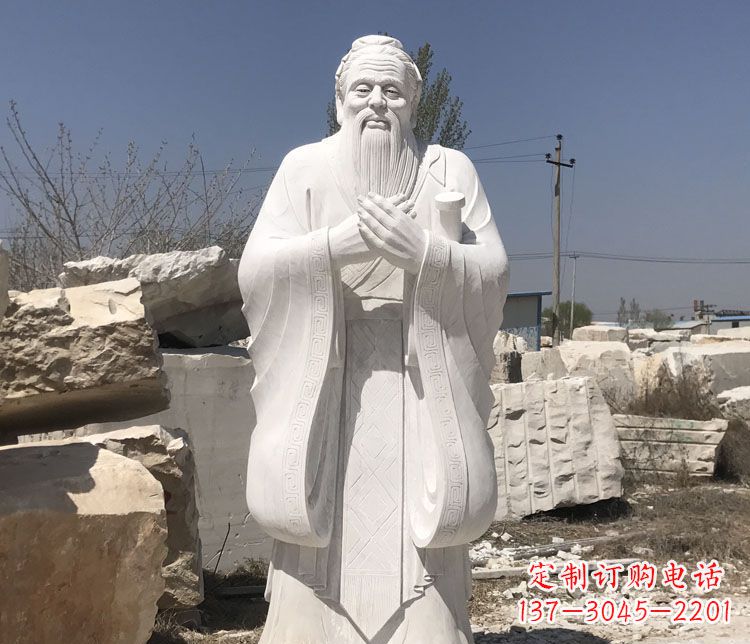 济南汉白玉孔子行教像学校古代名人石雕