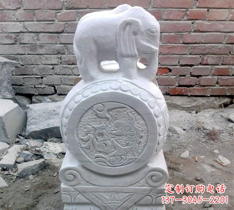 济南汉白玉门口大象抱鼓石