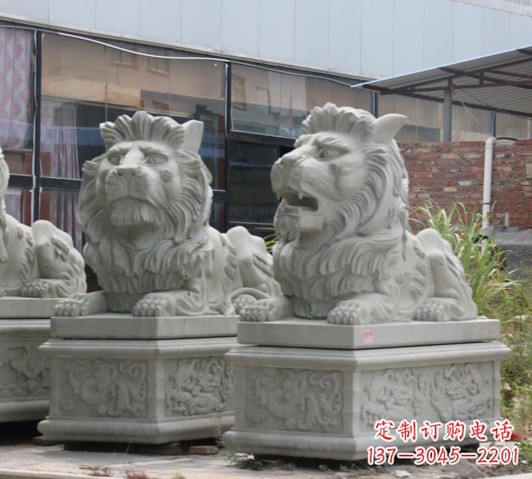 济南汉白玉狮子雕塑,欧式风格精美雕塑