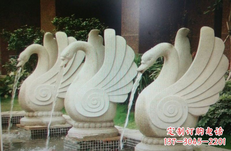 济南汉白玉喷水天鹅石雕