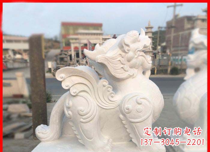 济南汉白玉貔貅门口招财石雕
