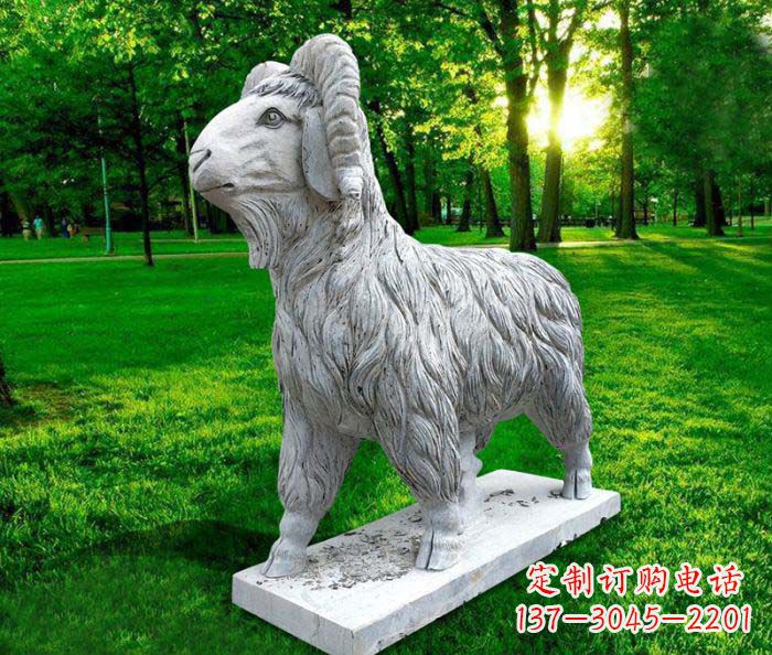 济南汉白玉山羊公园动物石雕