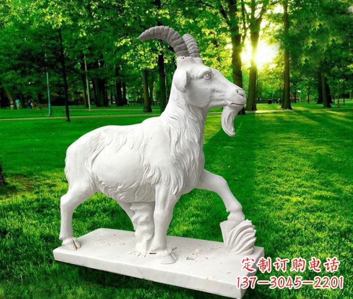 济南汉白玉精美山羊雕塑