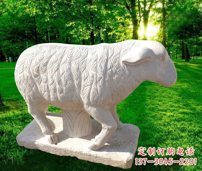 济南中领雕塑的汉白玉山羊石雕是一件雕刻精美的…