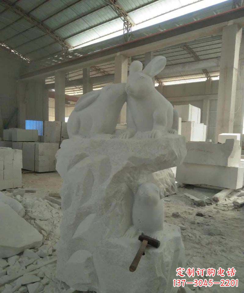 济南汉白玉生肖兔雕塑