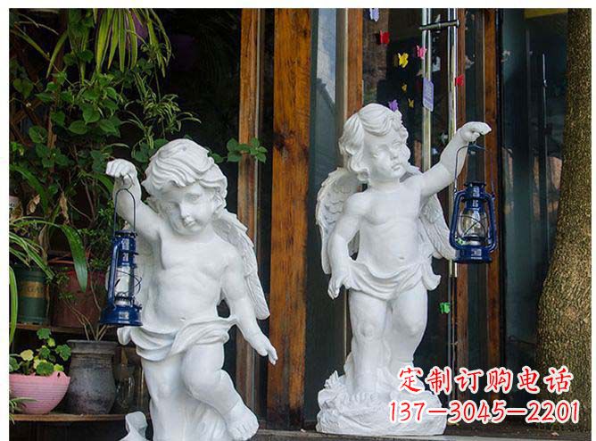 济南白玉天使雕塑,夜晚的灯火璀璨